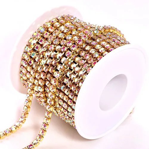 Customizable Colorful Rhinestone Claw Chain 10 Yard Ss16 Rhinestone Ab Crystal Chain Rhinestone Chain Trim