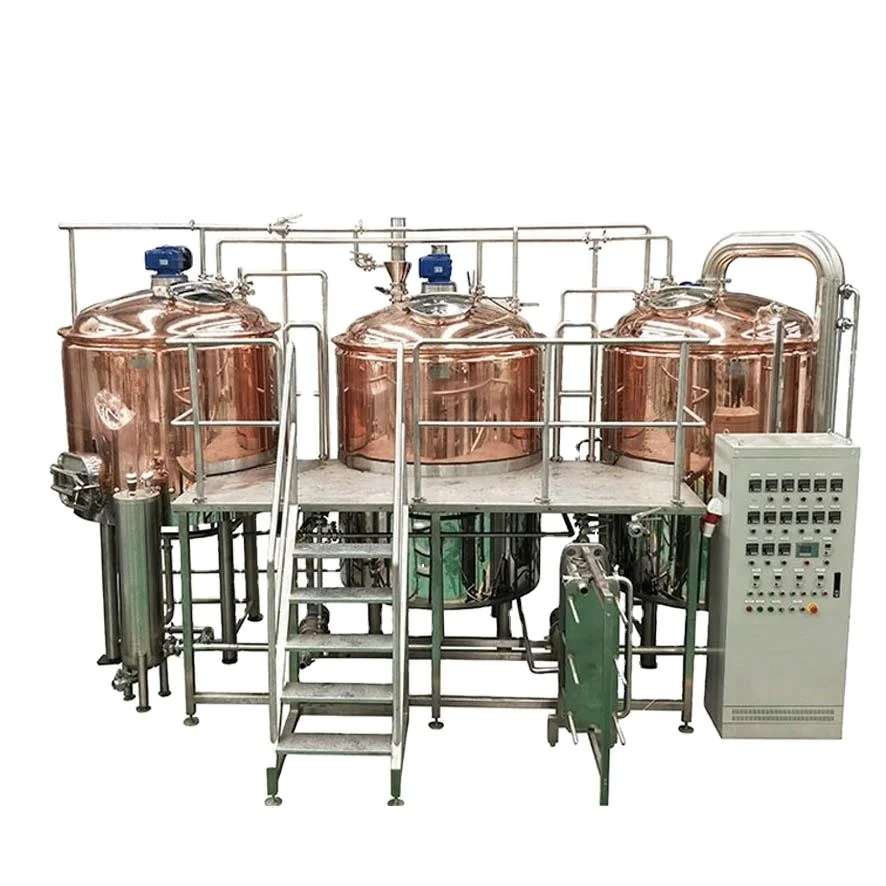 German Style 5000L 50HL red copper 3 vessel steam heated micro brewery equipment