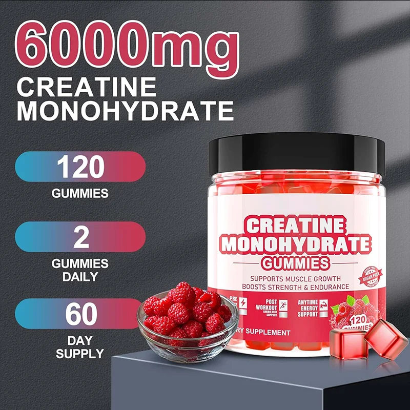 Private Label 120 Gummies Pre Workout Supplement Creatine Monohydrate Energy Gummy  for Muscle Growth