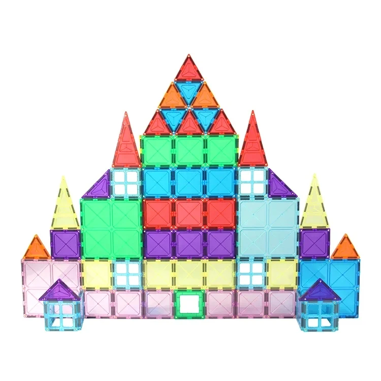 Wholesale Educational Toys ABS Magnet Tiles Light Color Shine Construction Magnetic Building Blocks