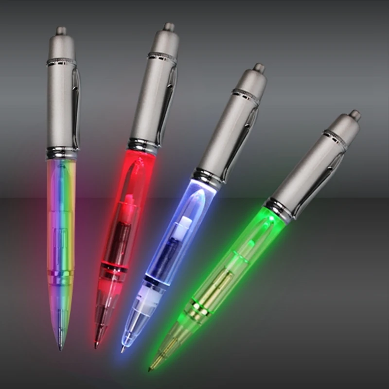 LED light up pen plastic lighting ballpoint pen for writing and read in darkness night