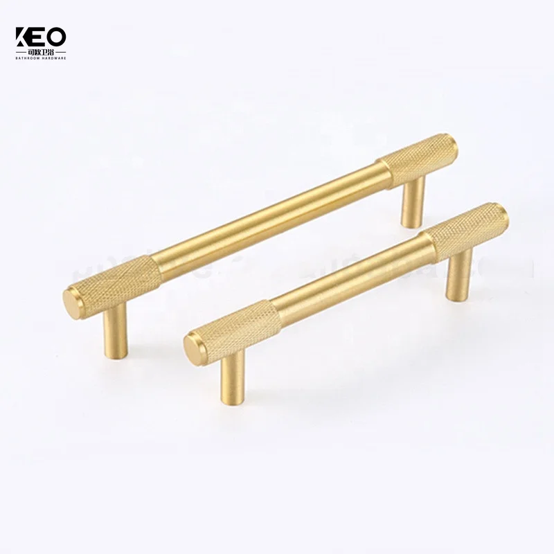 Kitchen Furniture Hardware T Bar Copper Drawer Handle Cabinet Cupboard Solid Brass Knurled Pull Handles