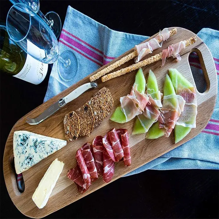 Large customizable rectangular kitchen table top cutting service cheese meat biscuits oak wood cutting board