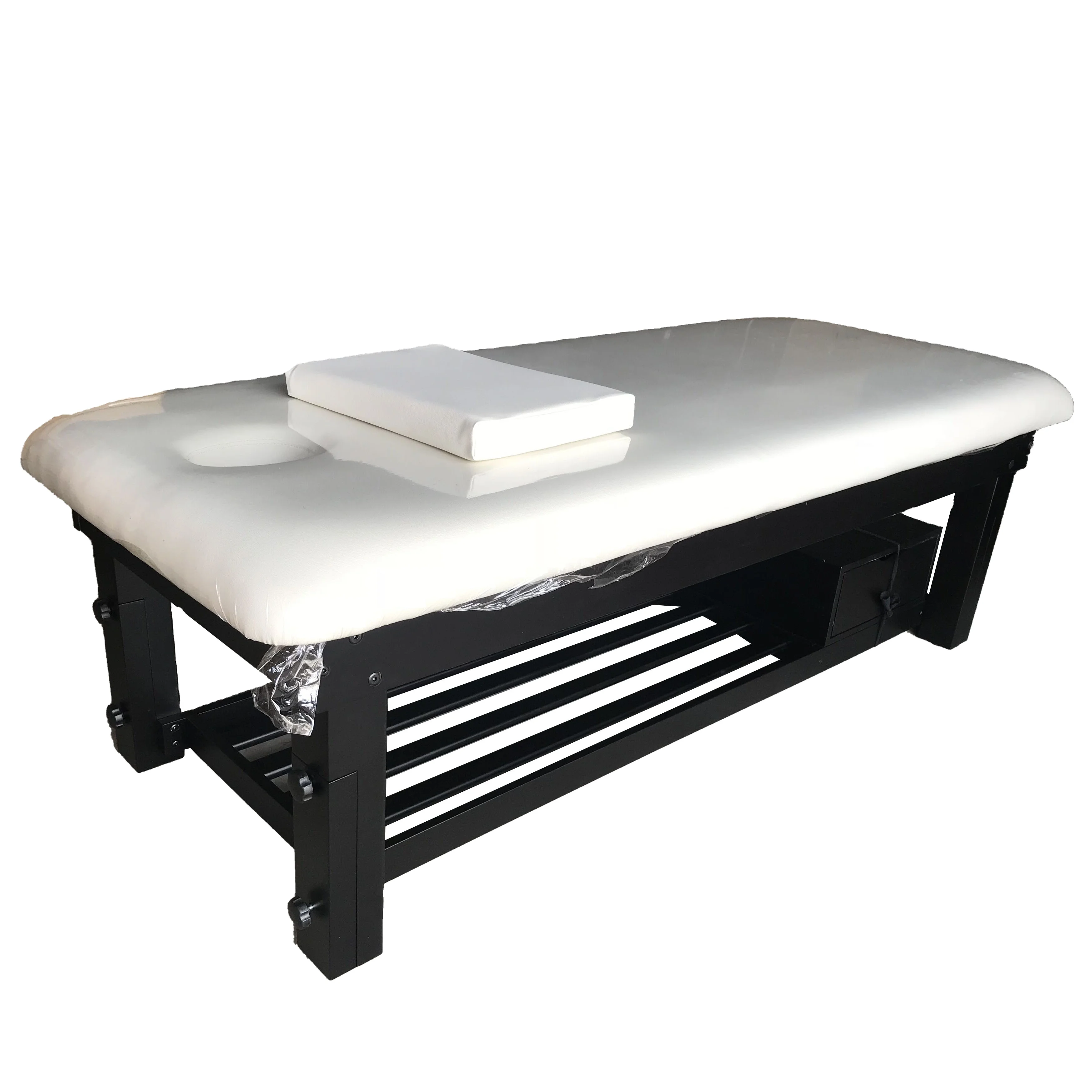 Modern Design Solid Wood Beauty Bed with Storage Drawers Simple Massage Facial Bed for Hotel or Basement Use