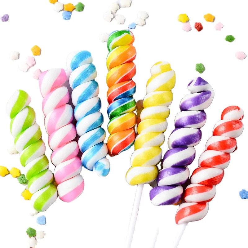 Hot Wholesale  Swirl Round Shape Hard Candy  Fruit Flavor Lollipop For kids