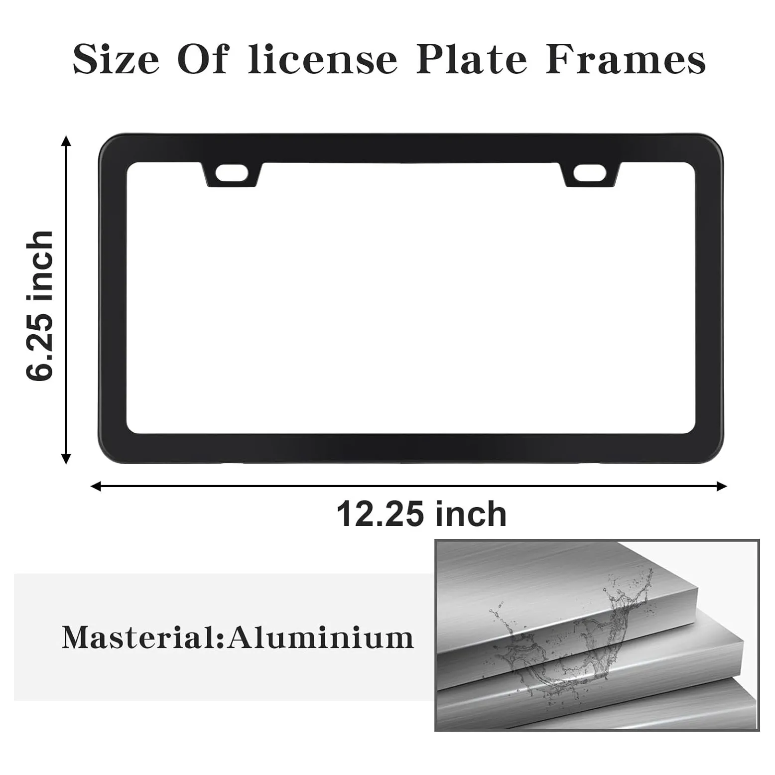 Black Matte License Plate Frames,Aluminum License Plate Holders Fits All Standard US Plates