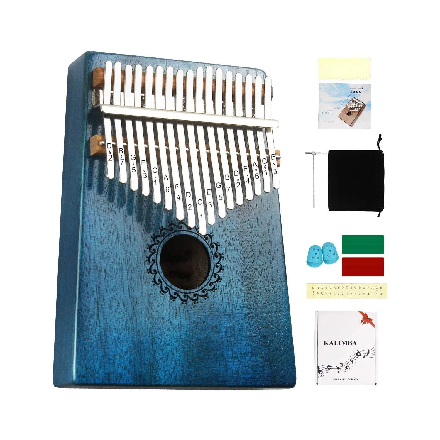  Kalimba большой палец пианино 17 клавиш с красным деревом портативный Mbira подарки для детей и профессиональное