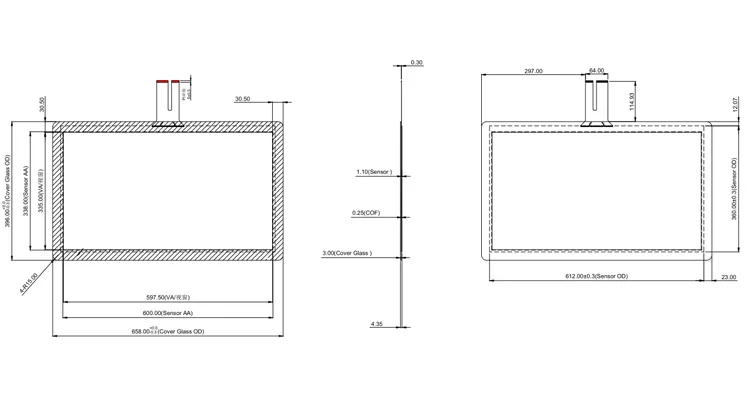 27-inch PCAP capacitive touch kit, touch glass, 10 touch points, ycltouch