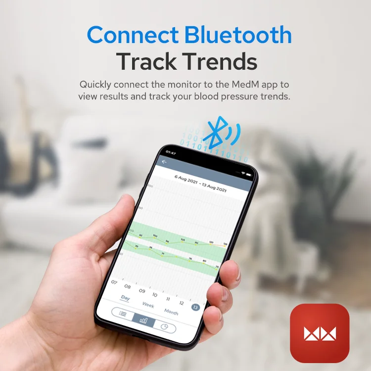 TRANSTEK Customized Wide Range Cuff Backlight Electronic Automatic Wireless Digital BP Machine Upper Arm Blood Pressure Monitor