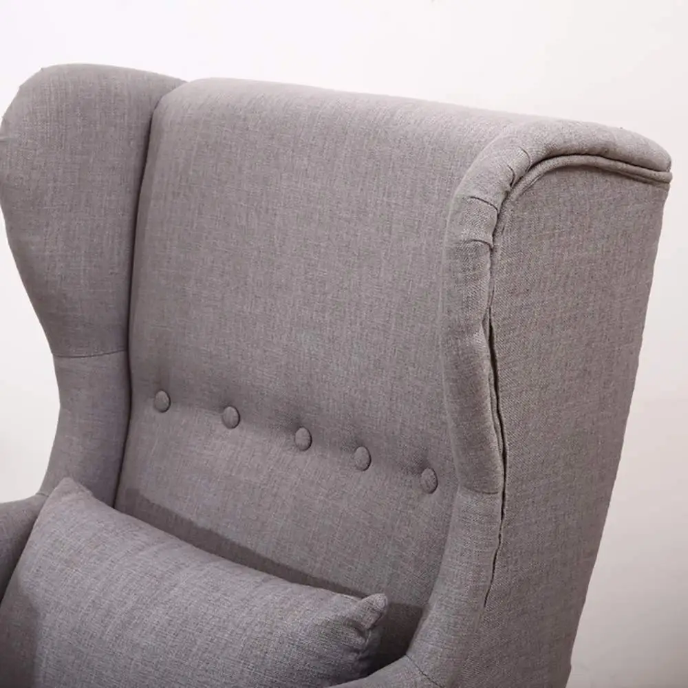 Кресло из льняной ткани с крыльями спинки, кресло для спальни, сиденье с одним диваном и подставкой для ног, удобное кресло с диваном для