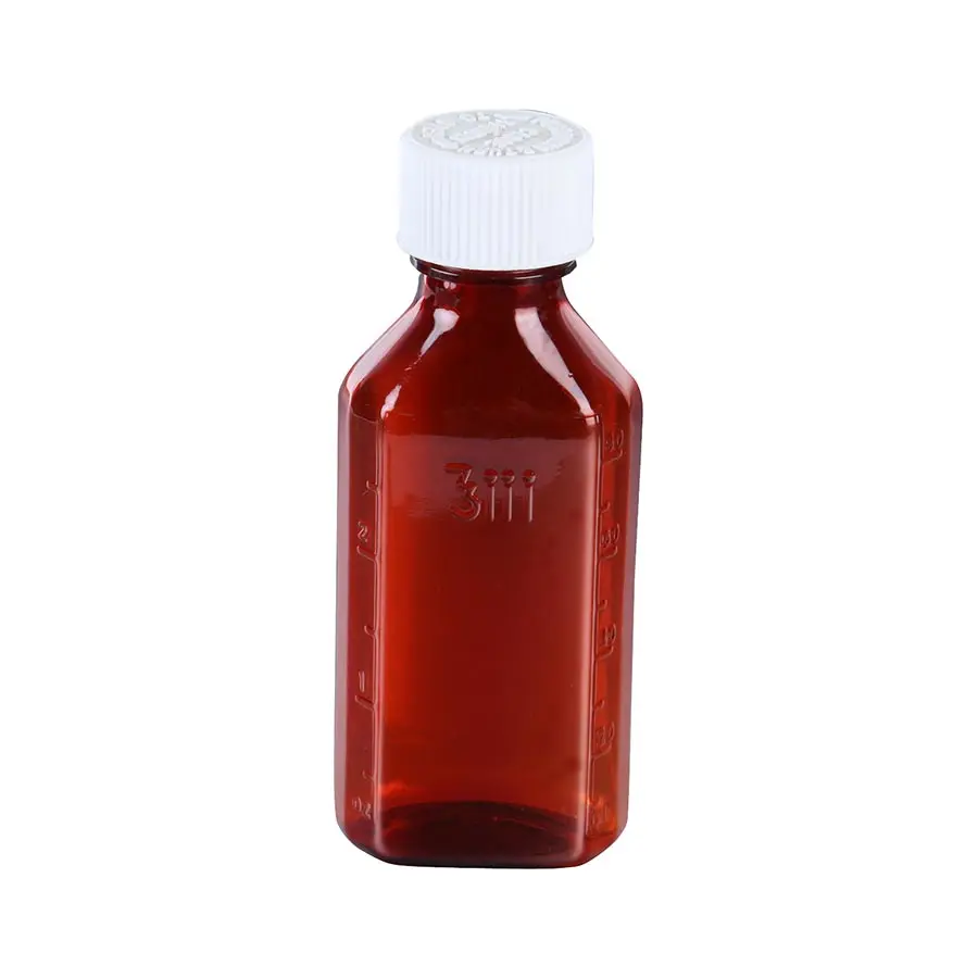 Plastic Amber Oval CR or Non CR  Screw Cap Liquid Bottles  with 0.5oz 1oz 2oz 3oz 4oz 6oz 8oz 12oz 16oz
