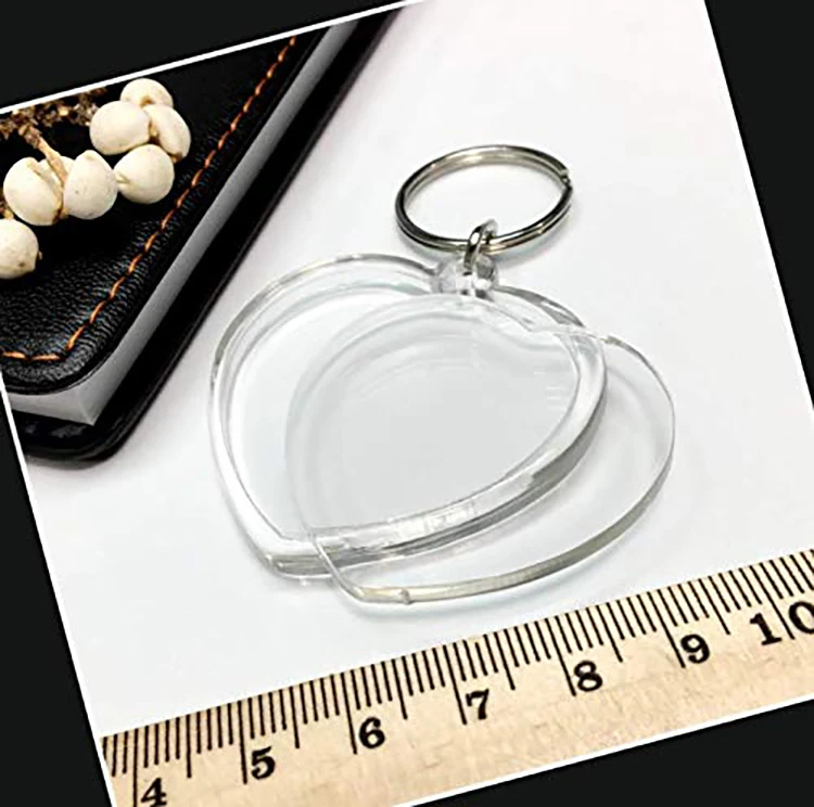 Customized Heart Blanks Keychain Acrylic Promotional Gifts Plastic Blank Photo Frames Custom Keychain