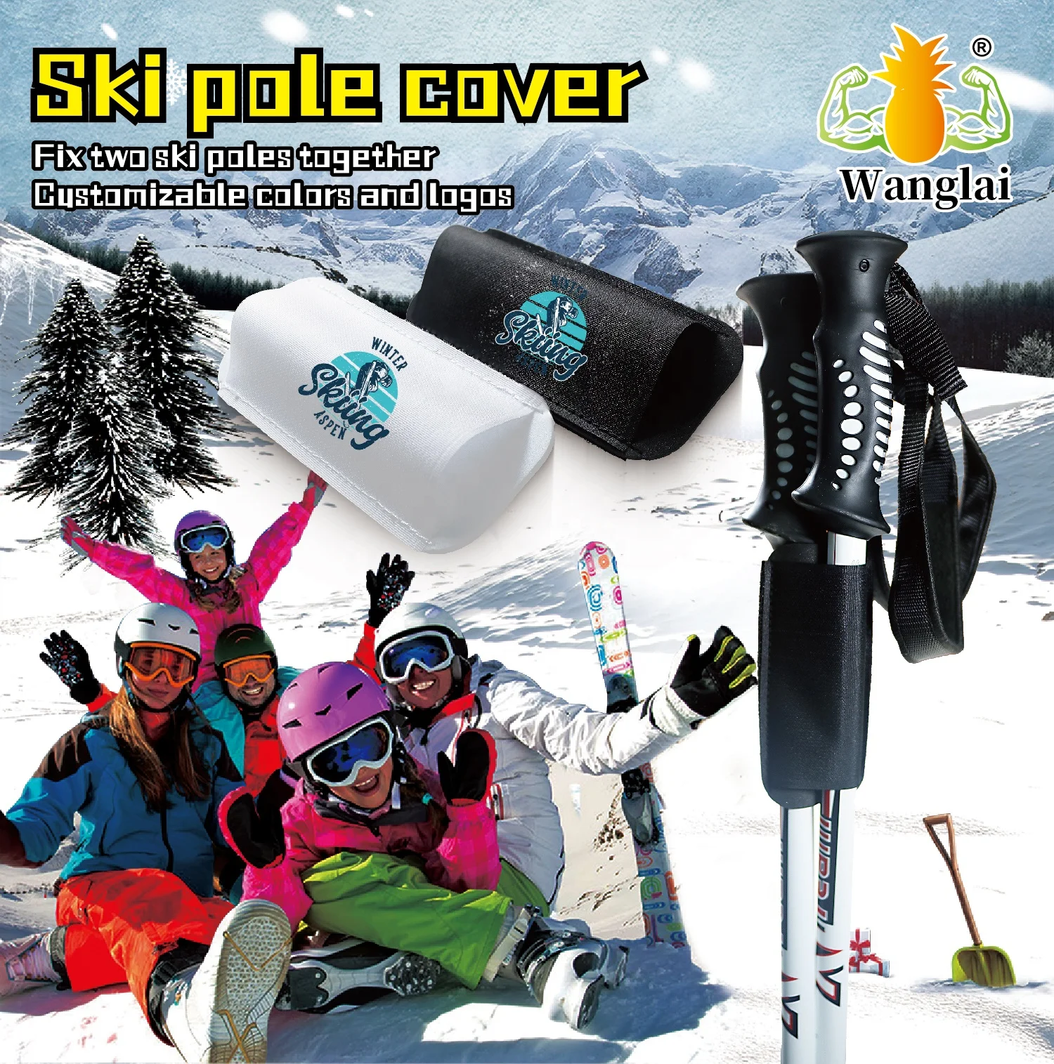 55*135mm Logo Printed Skiing Products Nordic Ski Holder Strap