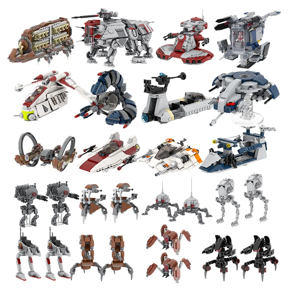 Mooxi Space wars speeder AT-RT TE droid spider bots Droideka Stormtrooper Starfighter Building Blocks sets model kid toys 2024