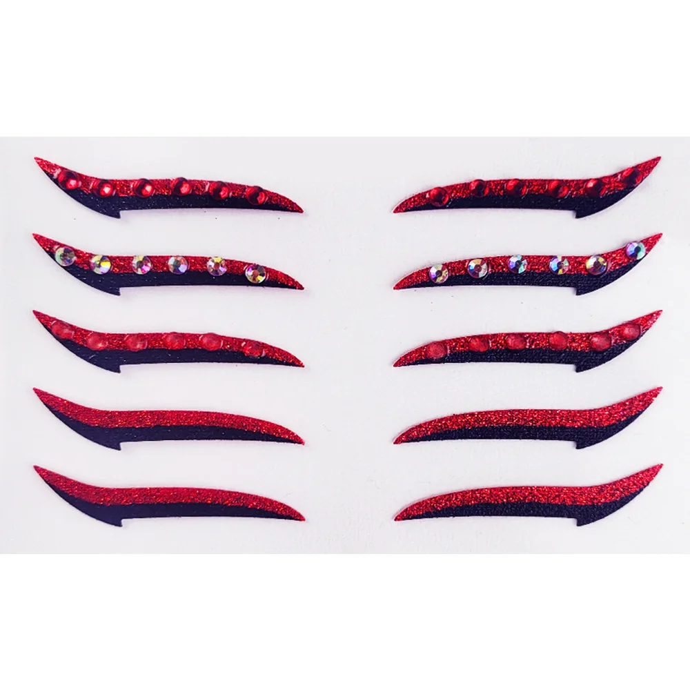 Custom European Self Adhesive Double Eyelid Sticker Paste Eye Shadow Eyeliner Sticker With Rhinestone