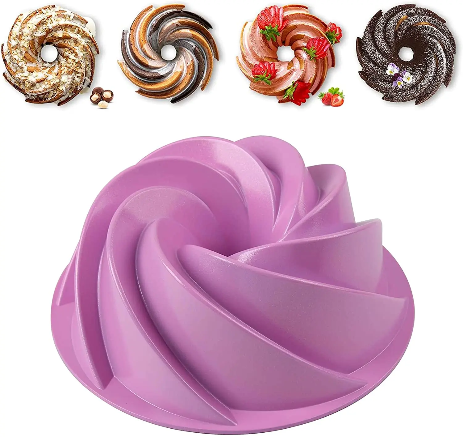 9.5 Inch Non-stick Grade Round Baking Pan,Pound Cake Pink (Marissa Pan),Flower Cake Pan Mold