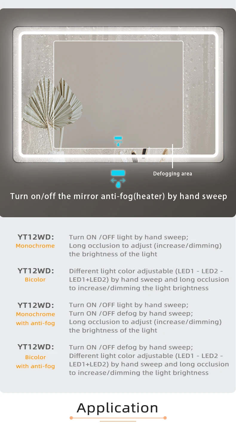 FICLUX Smart DC12V LED ir hand scan dimmer 1A 12W Monochrome two-color hand sweep sensor switch for LED mirror