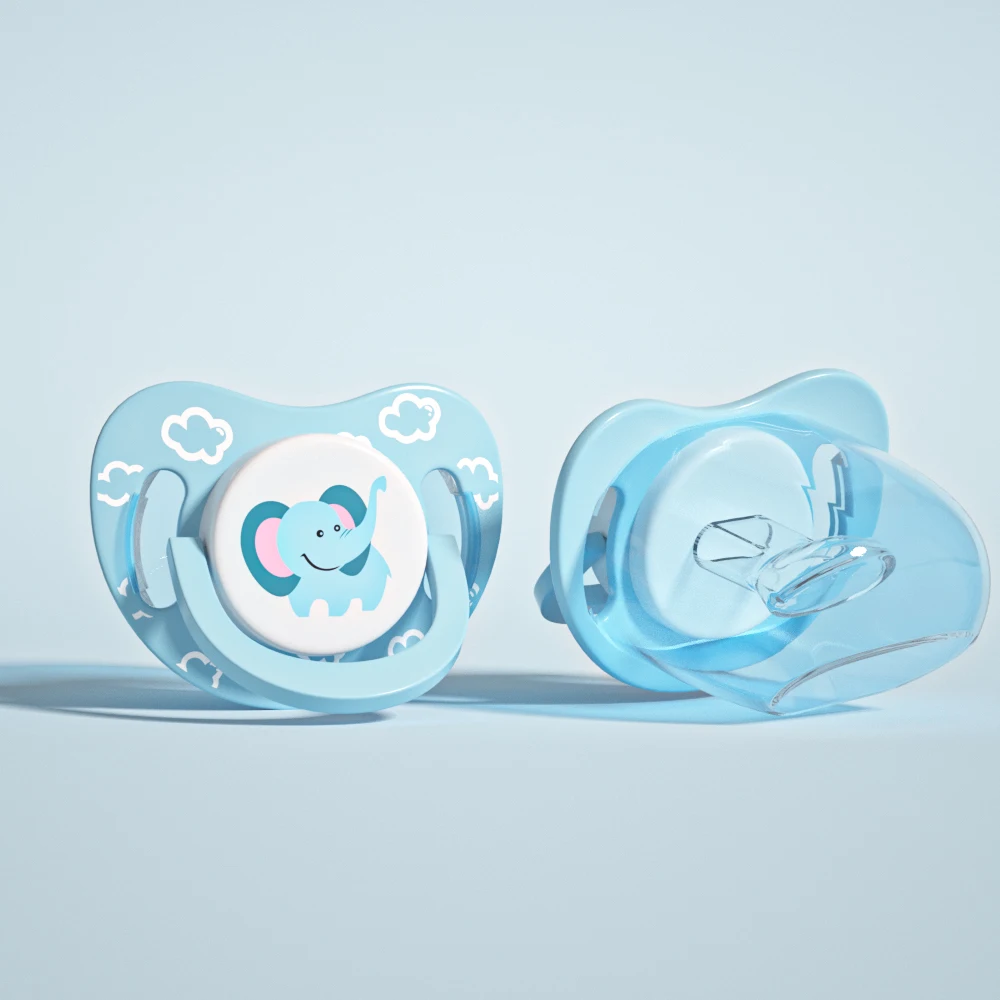 Newest Pacifiers for 0-12 Months Wholesale Food Grade Silicone & PP Case Phthalate & PVC Free Slow Flow Velocity Printed Pattern