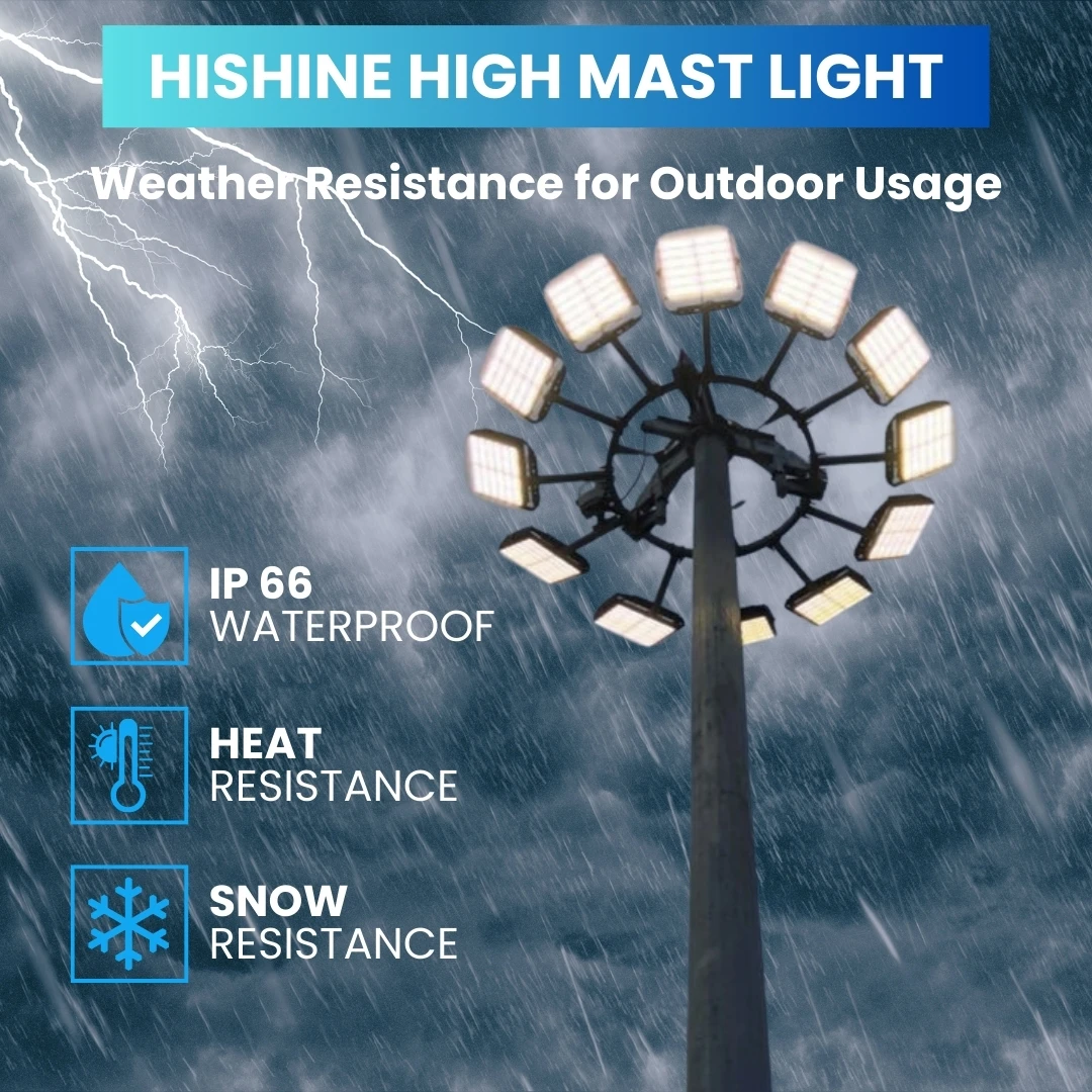 Hishine Led Stadium Lights Flood Light 150w 400watt Tower Pole Football Outdoor Lamp Cayo 1000lumen Security High Mast Lighting