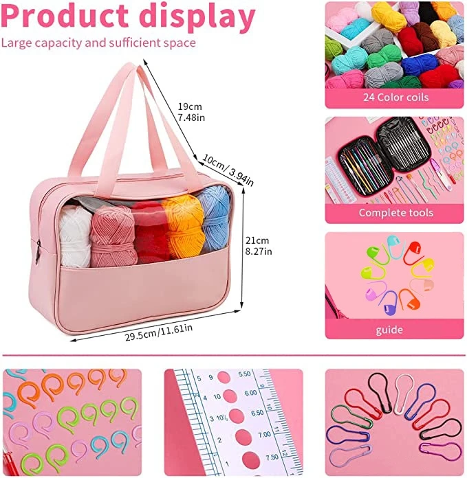 127 Piece Crochet Kit with Crochet Hooks Yarn Set -Beginner Crochet Complete Tools DIY Hand Knitting Sewing Kit