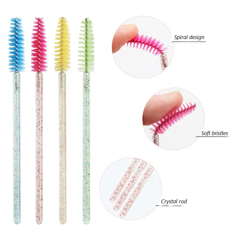Wholesale Eyelash Brush Portable Crystal Wand Nylon Head Grafting Disposable Eyelash Brush