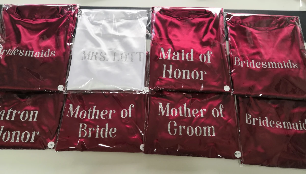  Custom Logo Silk Satin personalized printing robe women wedding Bride and Bridesmaid