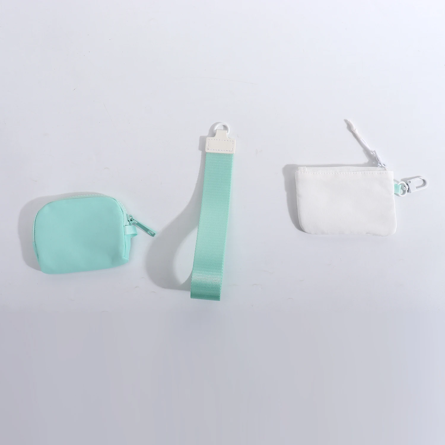 Custom Logo Portable Nylon Waterproof Dual Pouch Wristlet Phone Tether Piece Wrist Bag Mini Purse Keychain Wallets