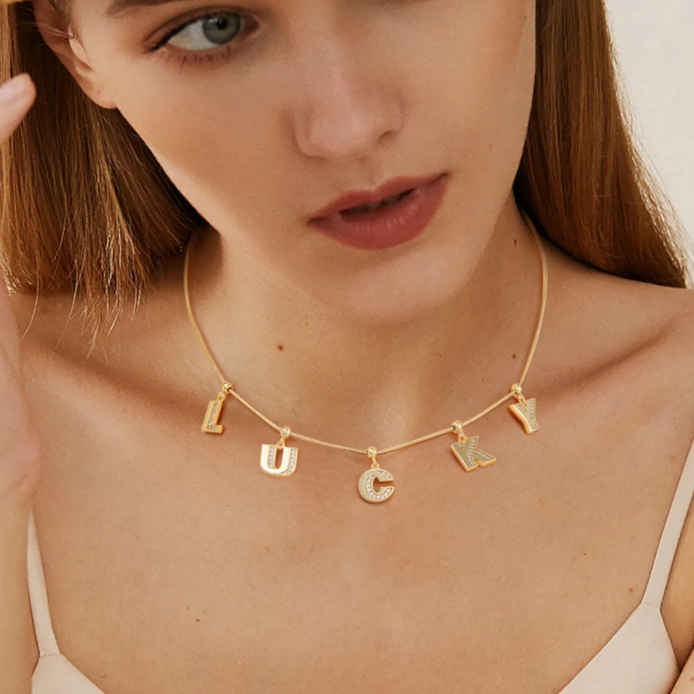 Wholesale 925 Sterling Silver Jewelry A-Z Alphabet Cartoon Letter Charms for Necklace Accessories Chain DIY Making