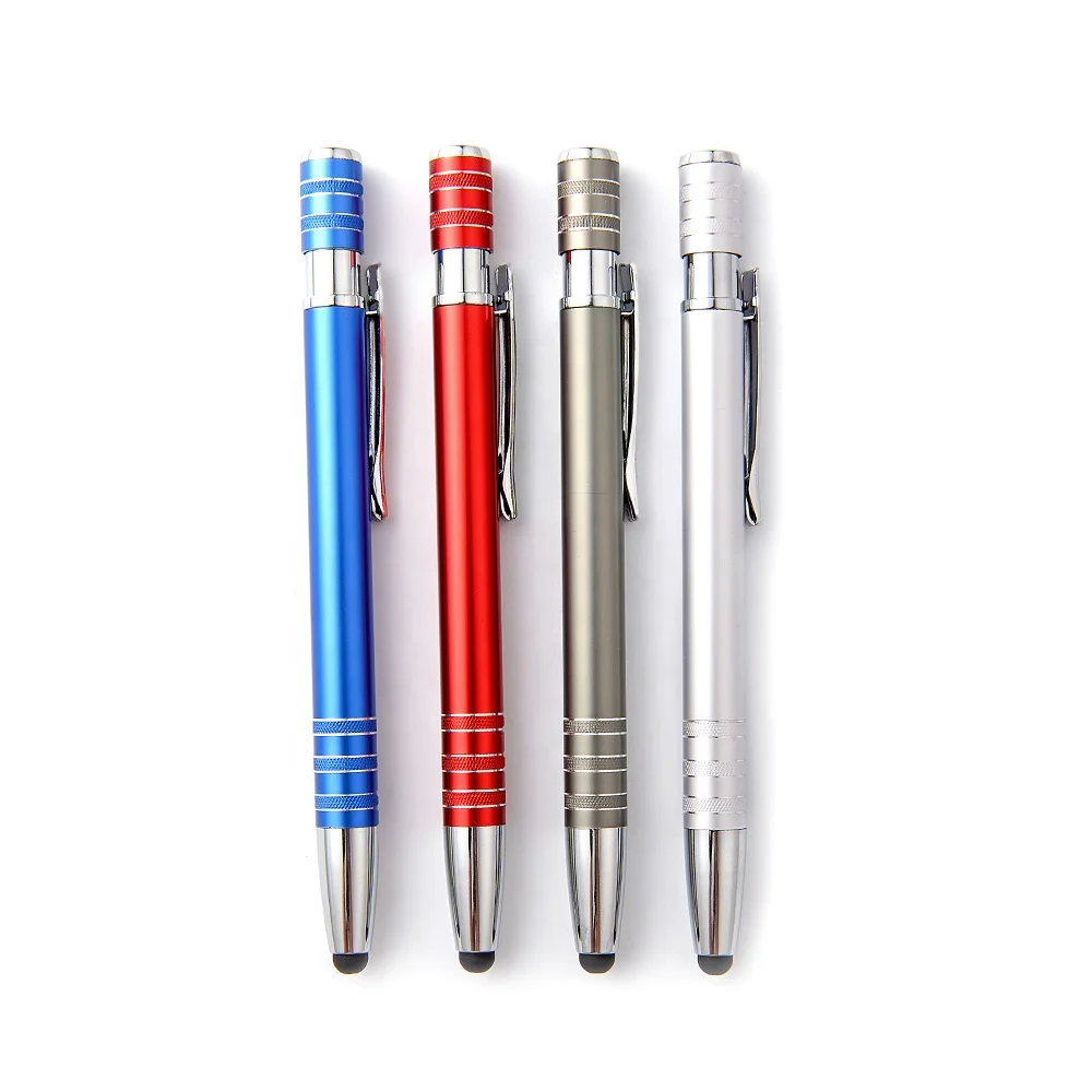 Promotional Gift Logo Multifunctional 2 in 1 Metal Soft Touch Screen Ballpoint Pen with Stylus