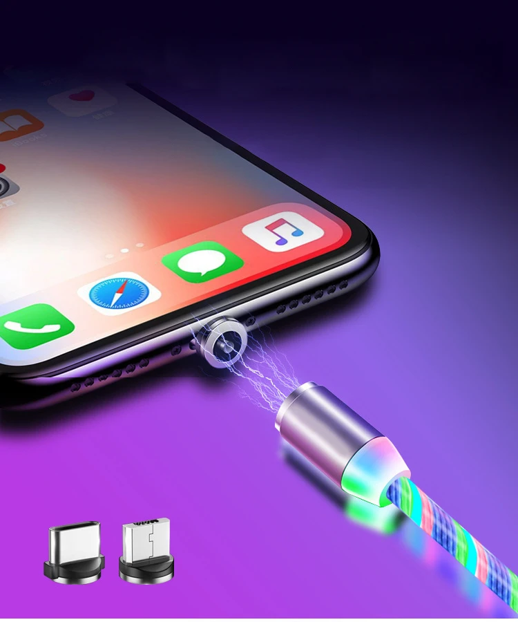 Dropshipping Products 2024 UUTEK UC002 LED Light 3 in 1 Magnetic Usb c Cable 10W Fast Charging Usb Cable for Phone Charger