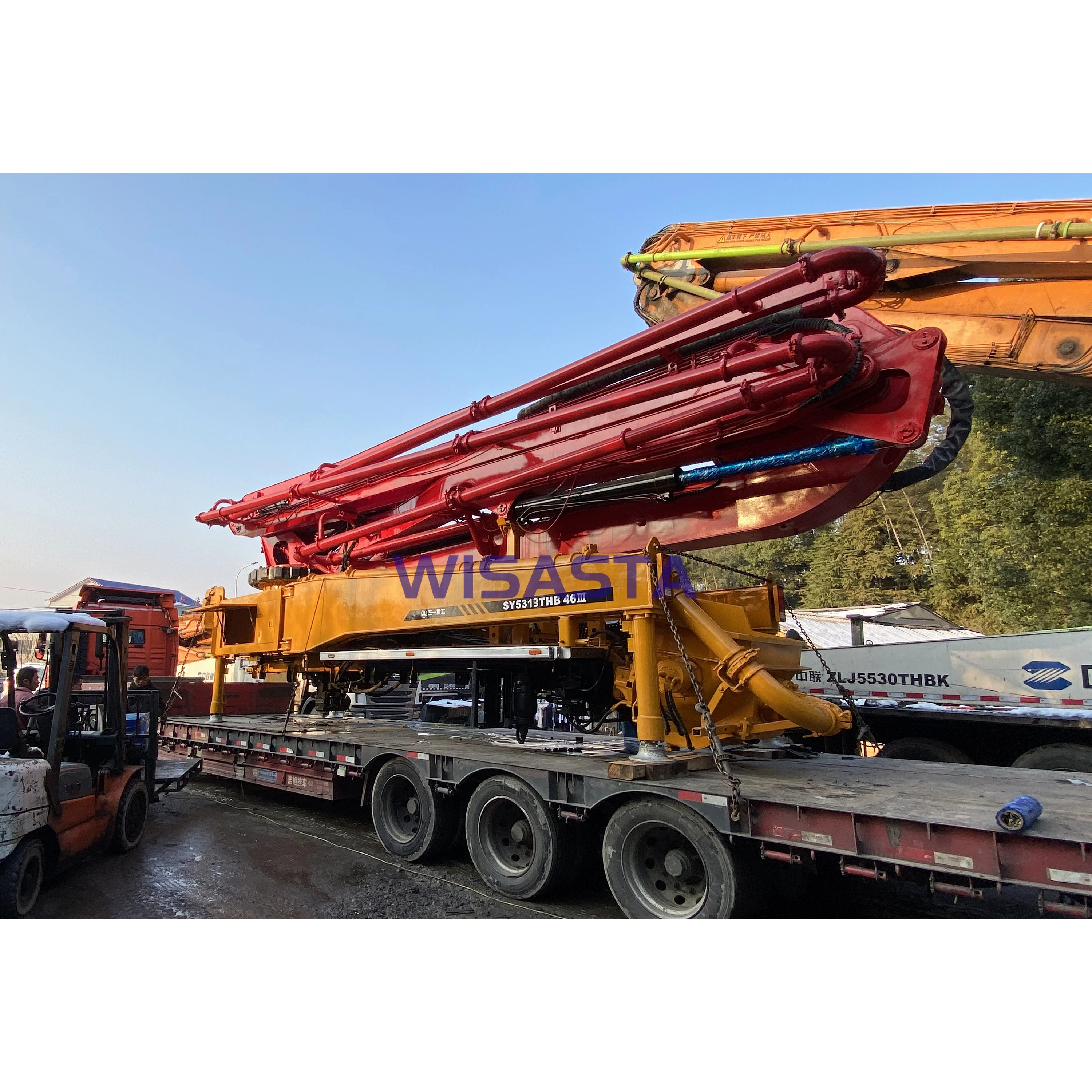 Selling without chassis separately Used SANY SY5313THB 46M boom concrete pumping machinery for Mounted truck pump in Turkey