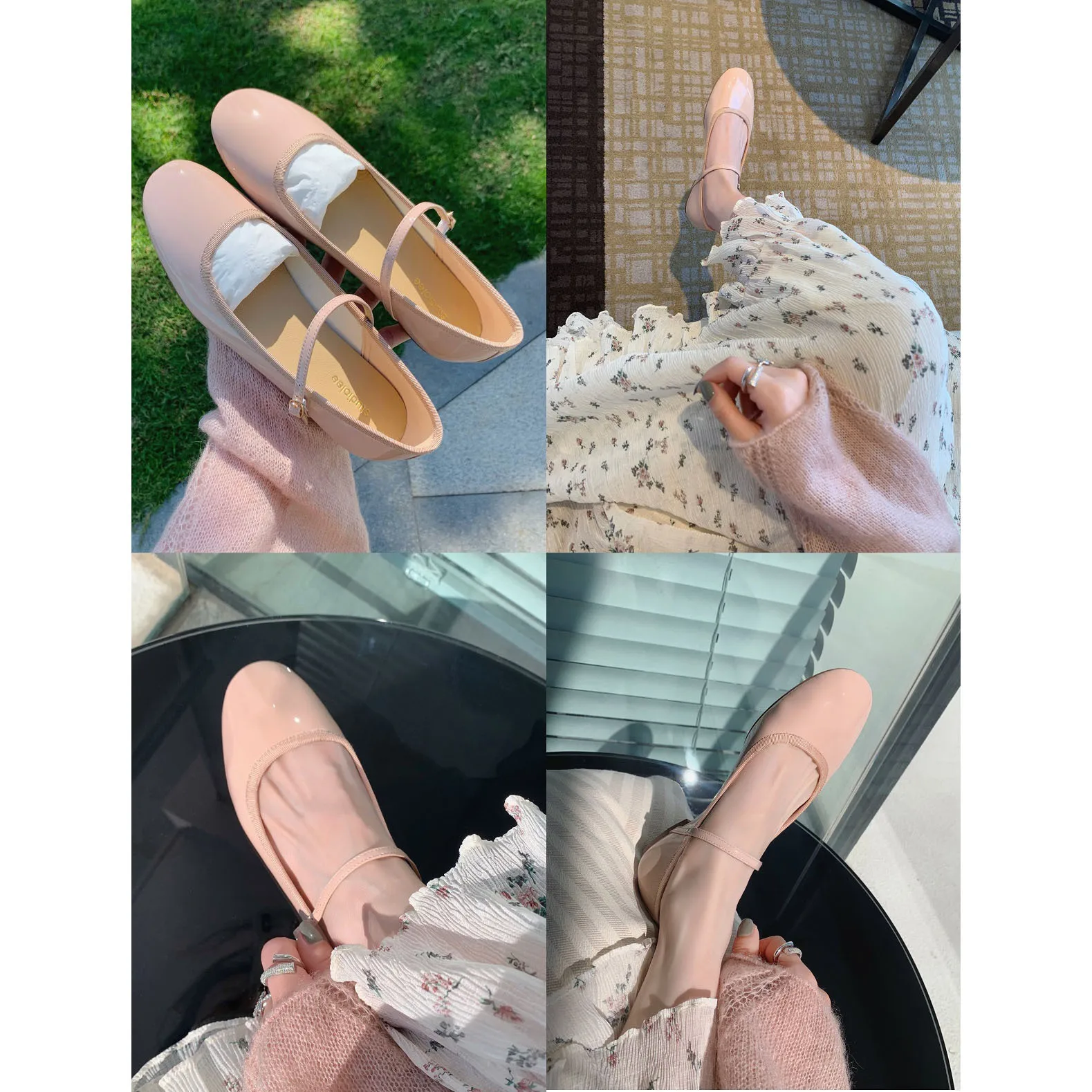 Spring And Autumn New Style One Word Peas Shoes Shallow Mouth Flat Bottomed Mary Jane Ballet Shoes