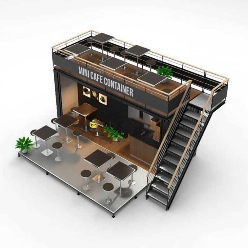 Customized mobile pop-up coffee shop container design 20ft shipping glass container ice cream bakery shop