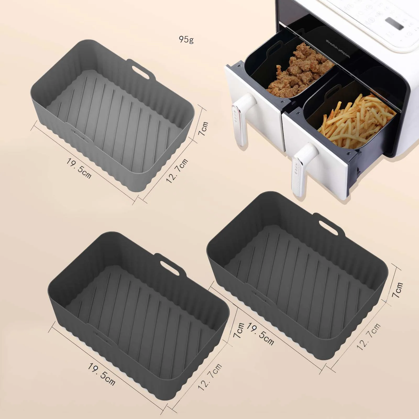 High Quality BPA Free Rectangle Airfryer Silicone Liner Reusable Food Grade Silicone Air Fryer Liner For Ninja Dual