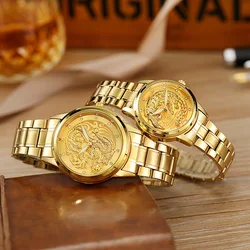 Dragon Couple watch set watches for men and woman Luxury Quartz Watch Steel ladies Clocks Women Sports wristwatches Reloj Hombre