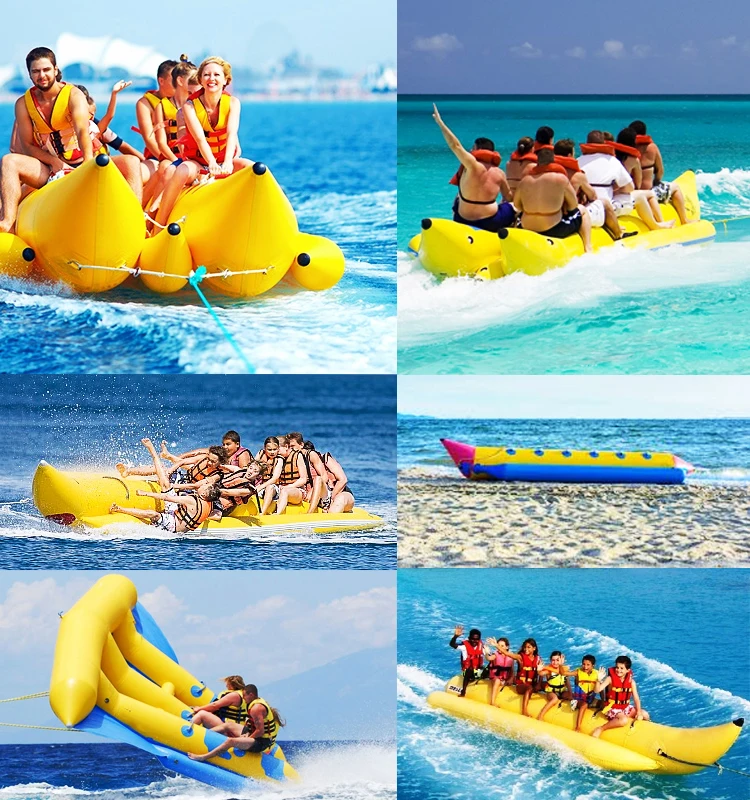 Wholesale 6 Person Pvc inflatable boat Inflatable Water Flying Fishing Banana Air Rowing Boats for Lakes Rivers Water Sports Fun