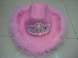 LED Christmas pink cowboy hat P-H104
