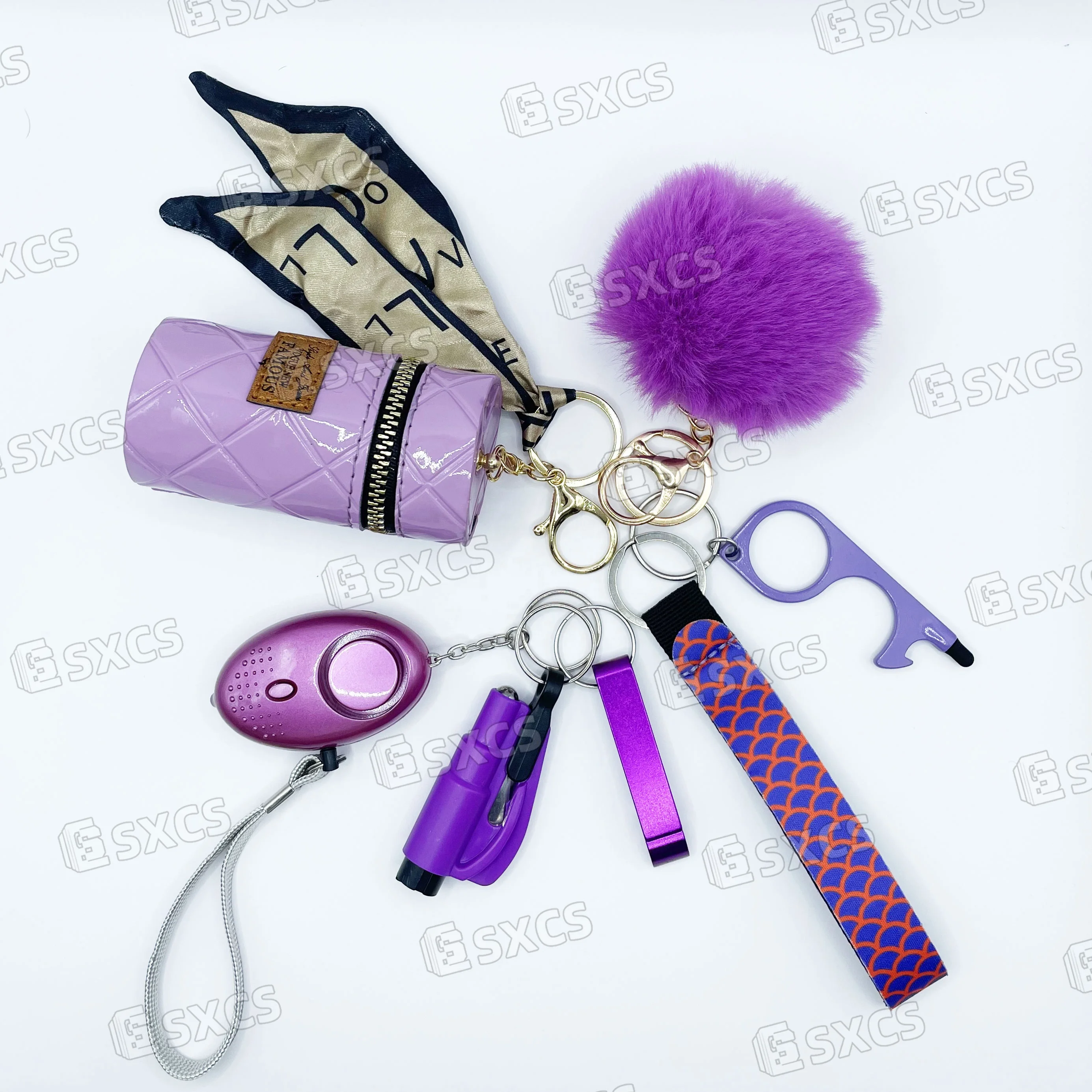 Wholesale Keychain Rubber Self Defense Key Chains For Women Plush Stainless Steel Leather Iron Self Defense Supplies