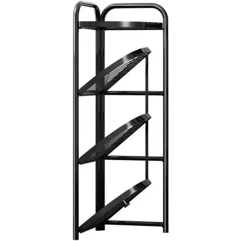 Non Drilling Bathroom Storage Rack Space Aluminum Triangle Design Wall Mounted Shelf Dual Corner