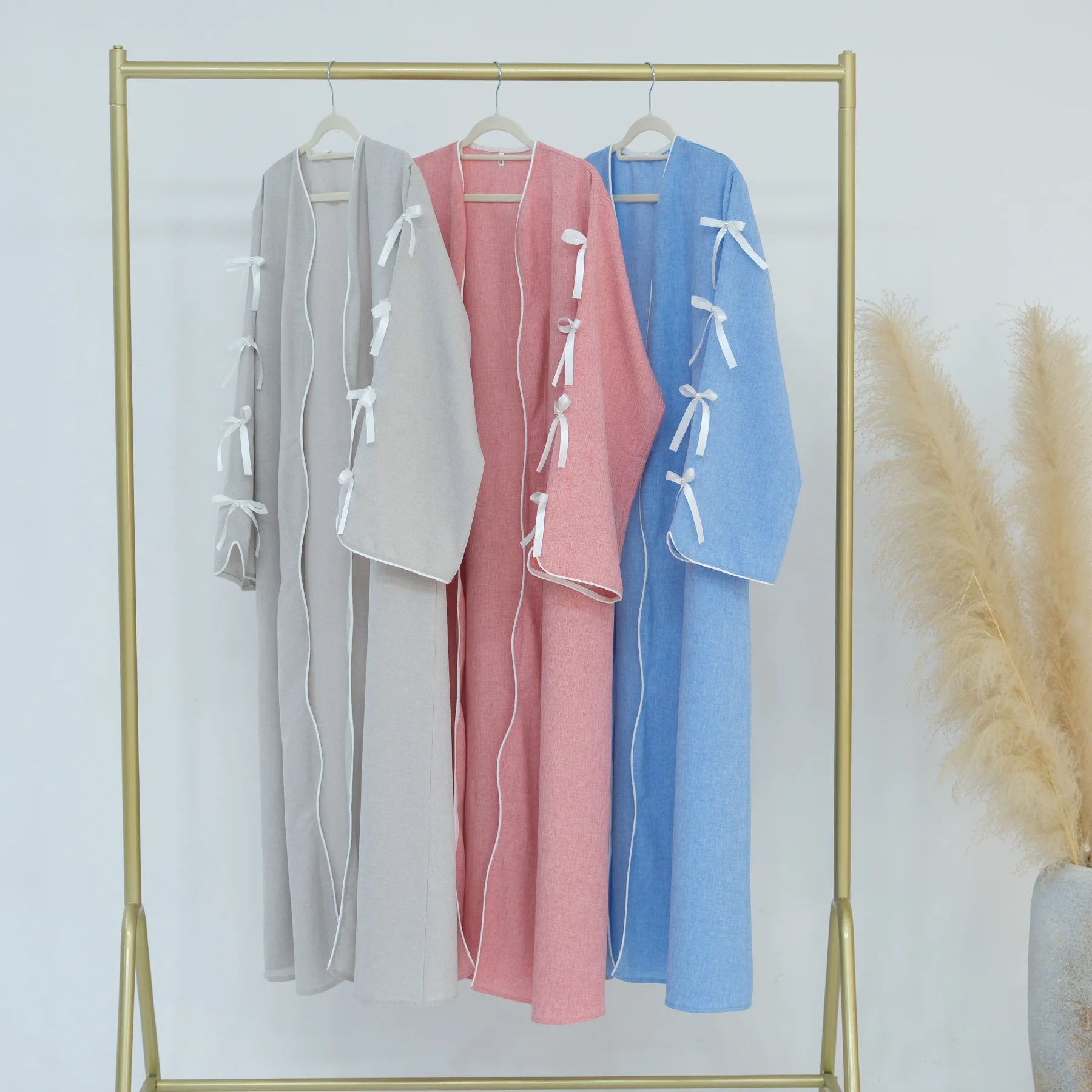 Производитель Yibaoli 3 вида цветов eid abaya dubai мусульманское Модное Новое платье с открытым бантом