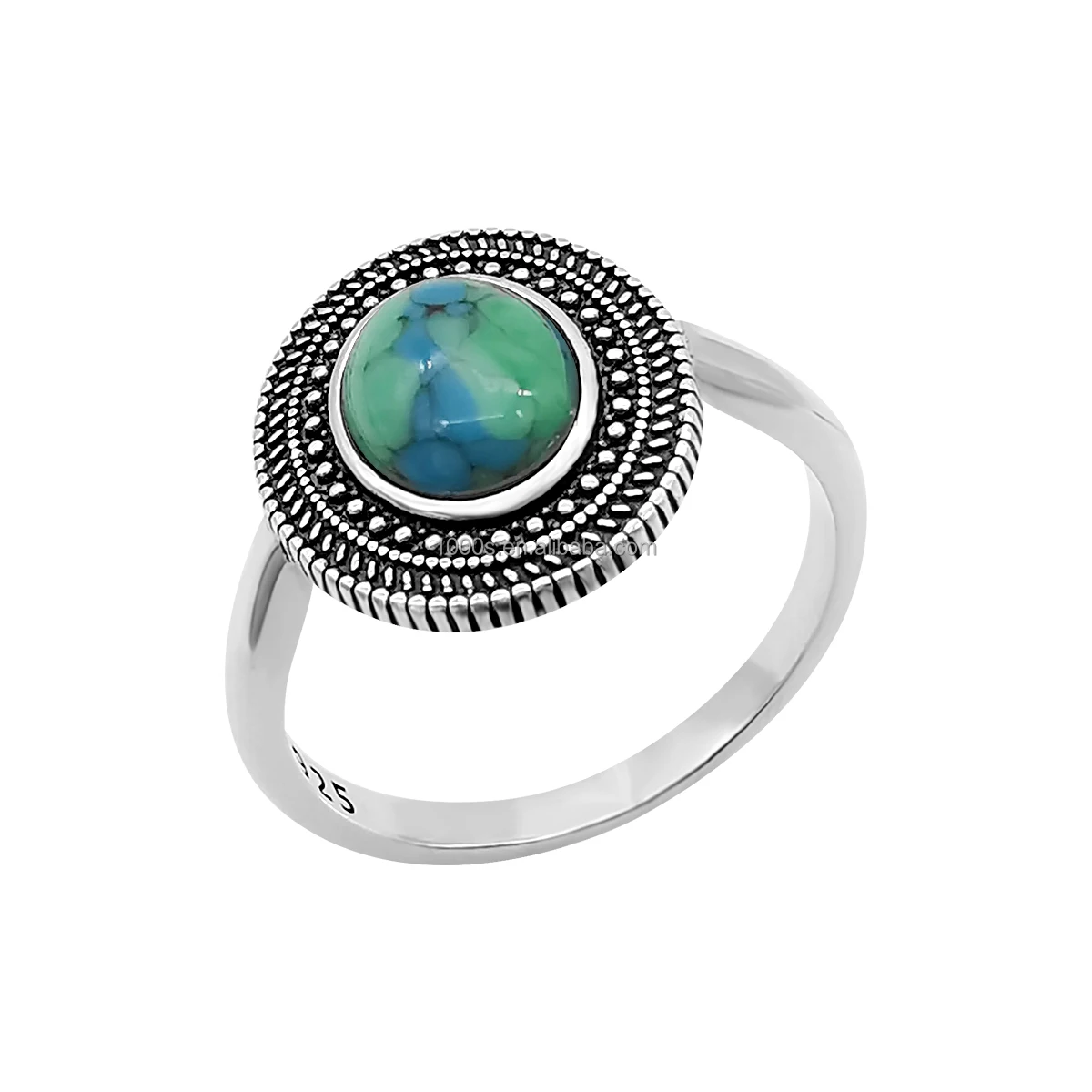 Factory S925 Silver Oxidized with Turquoise Ring with Coral Onyx Available Fashion Jewelry for Women Men New Arrivals