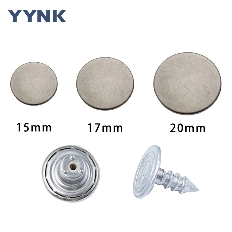Factory Price 15MM 17MM 20MM Brass Jeans Button Metal Denim Button with Plastic Inside and Screw Nail for Jeans Pants