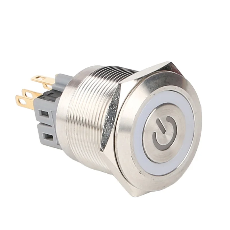 HUSA 25mm Diameter On Off With Ring Light Power Led 5v 110v Waterproof Reset latching Metal Push Button Switch