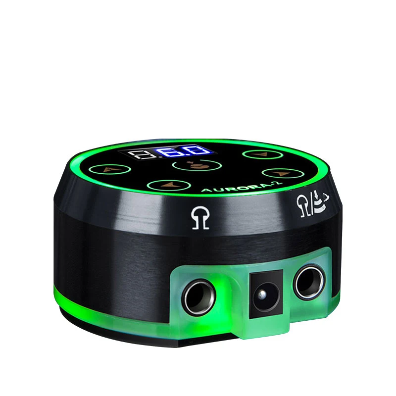 Aurora 2 Tattoo Pen Power Supply Digital LCD Display with Color Gear Adapter Coil and Rotating Gun
