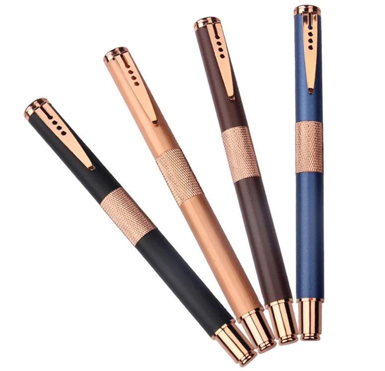 Metal Copper Roller Pen Unique Design Luxury Customized Black Ballpoint Pen Heavy Metal Black Pen with Custom Logo Black or Blue