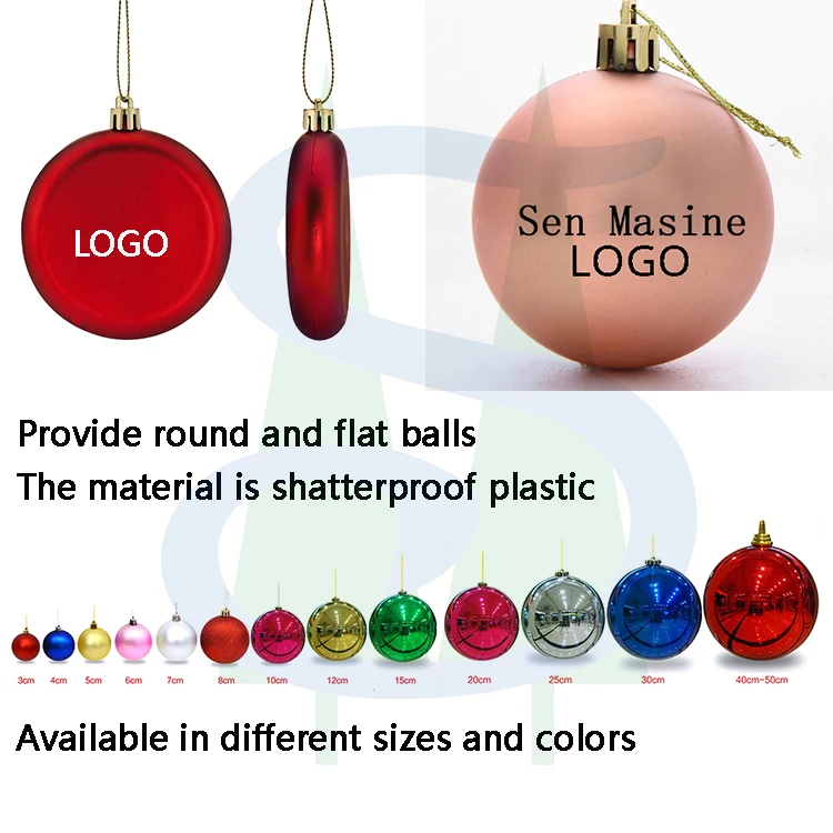 OEM ODM Custom LOGO Pattern Shatterproof Plastic Christmas Tree Balls Christmas Ball with LOGO Print ornament SENMASINE