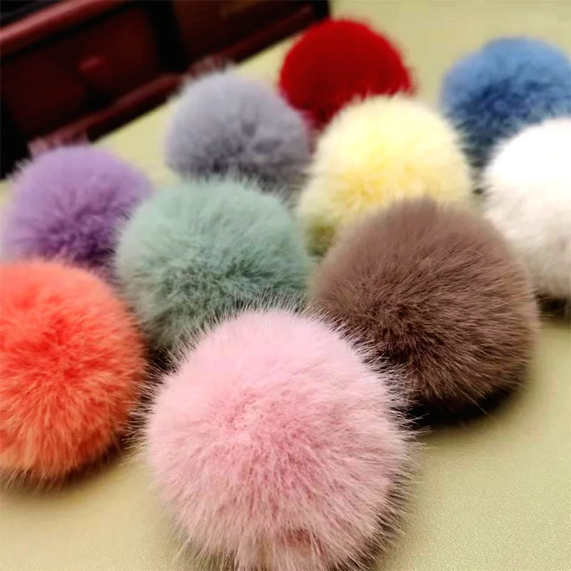 Высококачественный дешевый маленький размер 4-5 см из искусственного меха норки помпоны шарики с резиновой лентой для одежды «своими руками»