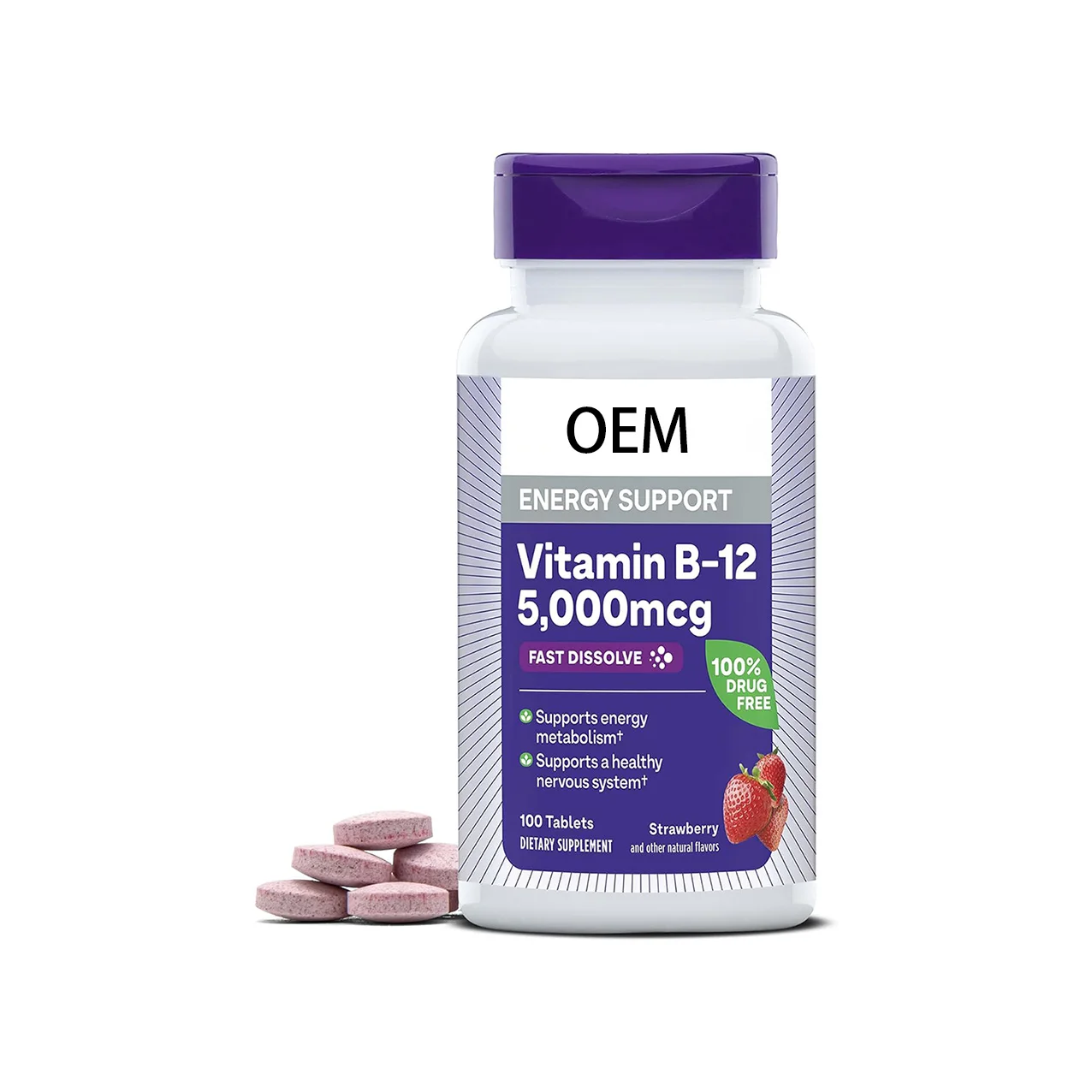 Maximum Strength Vitamin B12 Fast Dissolve Tablets for Promotes Energy Supports a Healthy Nervous System