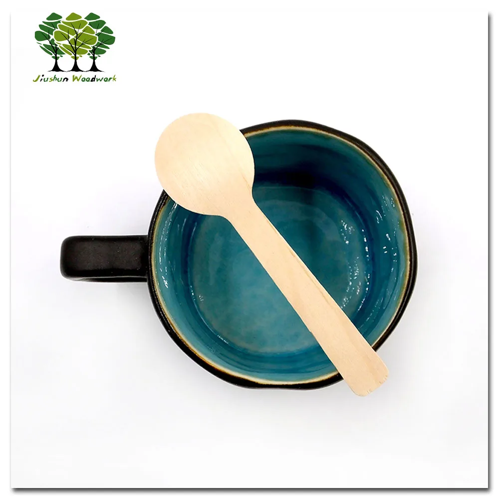 Biodegradable wooden small dessert / coffee spoon 100 mm biodegradable