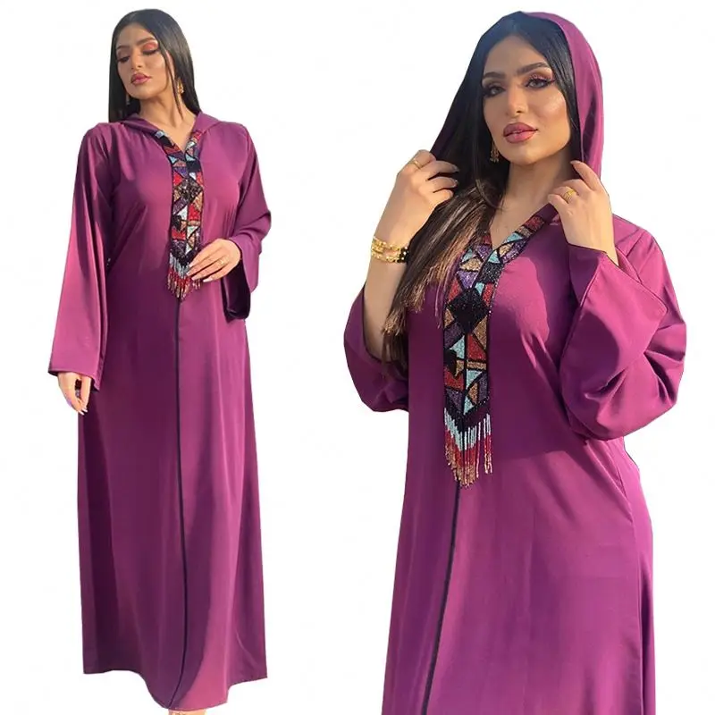 Women  Middle Eastern Hooded Jalabia Dubai National Suit Saudi Fashion Jilbab Abaya Muslim Dress Abaya Dubai